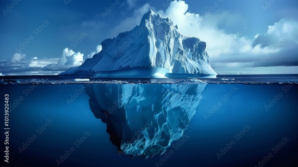 Fototapeta premium Iceberg front view iillustration generated by ai