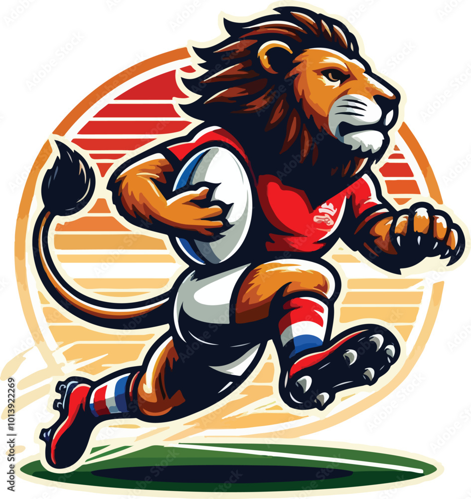 Obraz premium lion playing rugby