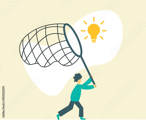 Running after idea creativity, solve problem illustration