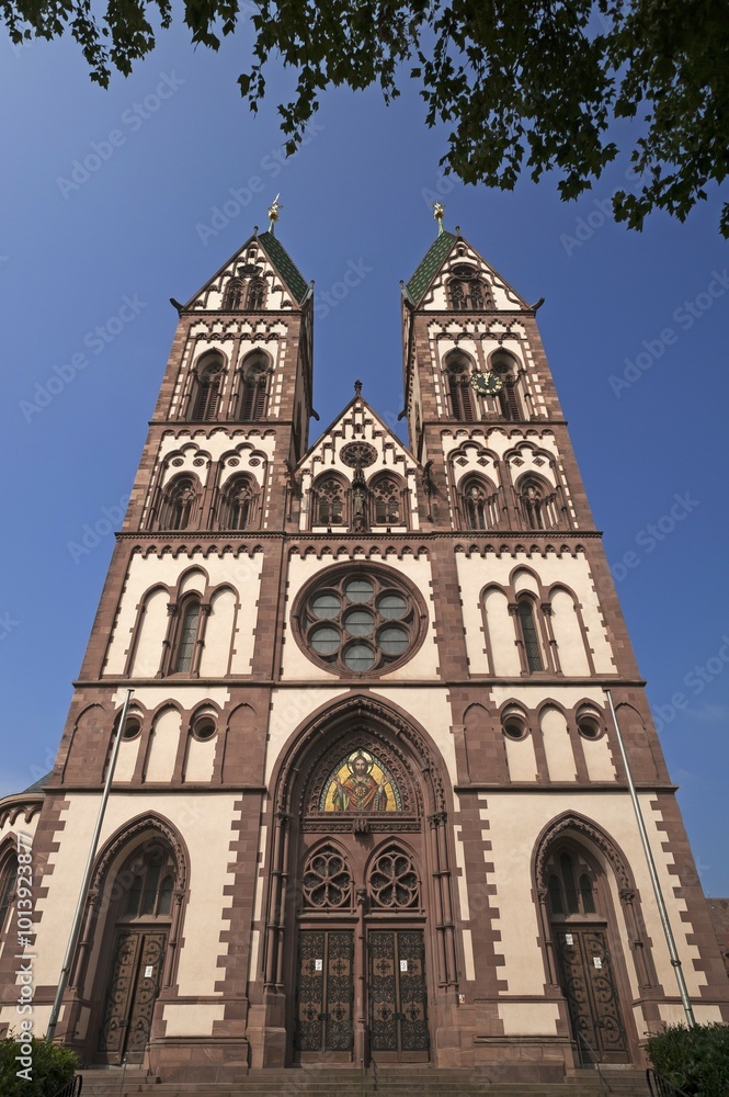 Herz Jesu-Kirche, or Sacred Heart Church, built in the style of Historicism, consecrated in 1897, Freiburg, Baden-Württemberg, Germany, Europe Herz Jesu-Kirche, or Sacred Heart Church, built in the style of Historicism, consecrated in 1897, Freiburg, Baden-Württemberg, Germany, Europe