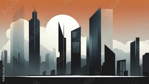 Minimalist abstract wallpaper illustration symbolizing architecture in simple geometric shapes, AI generated