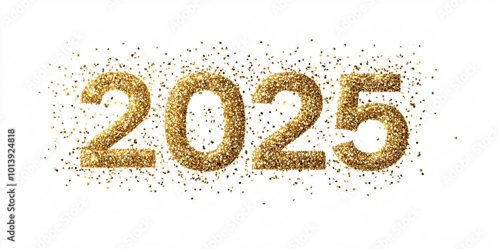 Glittering Gold 2025 Text with Festive Sparkles and Confetti for New Year Celebrations and Holiday Designs Glittering Gold 2025 Text with Festive Sparkles and Confetti for New Year Celebrations and Holiday Designs