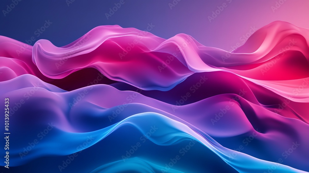 Abstract vibrant waves in pink and blue flowing smoothly across a digital landscape. Abstract vibrant waves in pink and blue flowing smoothly across a digital landscape.