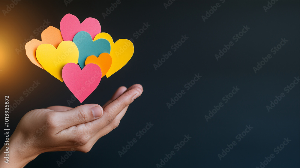 hands holding paper hearts hands holding paper hearts