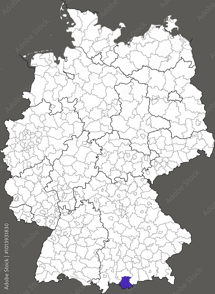 Fototapeta Garmisch-Partenkirchen district, in Bavaria, location of the district within Germany
