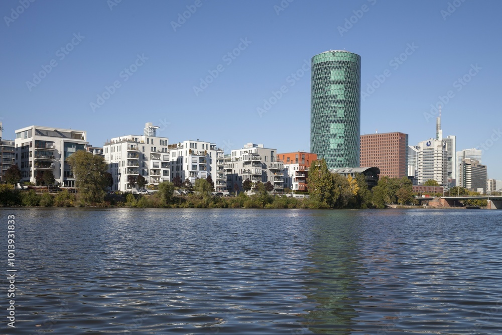 Fototapeta premium Westhafen Tower, Westhafen, Frankfurt, Hesse, Germany, Europe