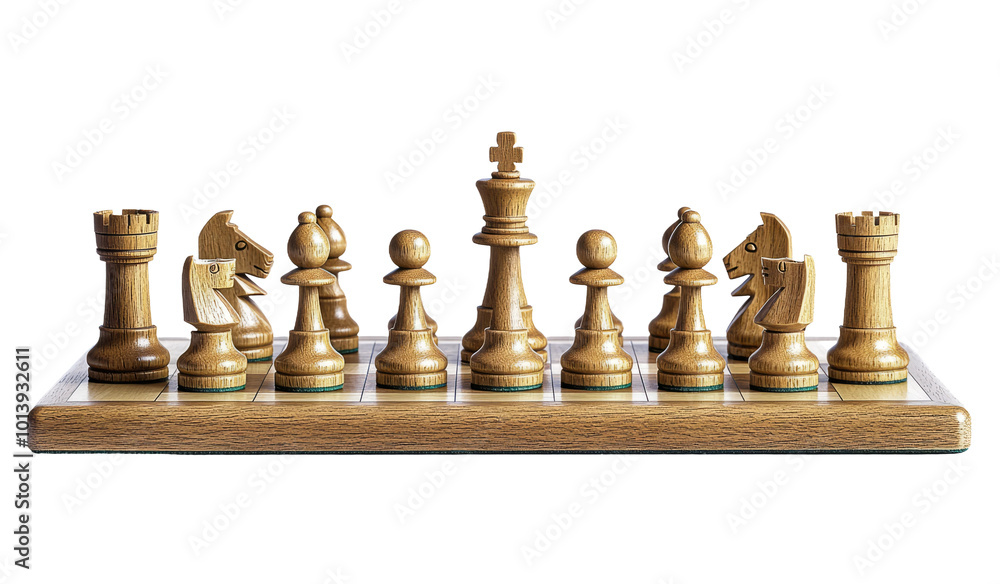 Wooden chess set with classic design and elements Wooden chess set with classic design and elements