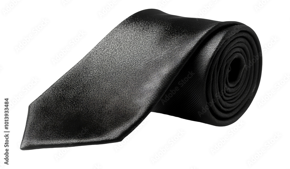 Elegant black tie rolled on white background Elegant black tie rolled on white background