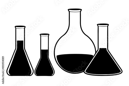 Laboratory Glassware | vector silhouette illustration on white background