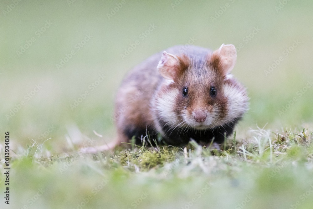 European hamster (Cricetus cricetus) in meadow, Austria, Europe