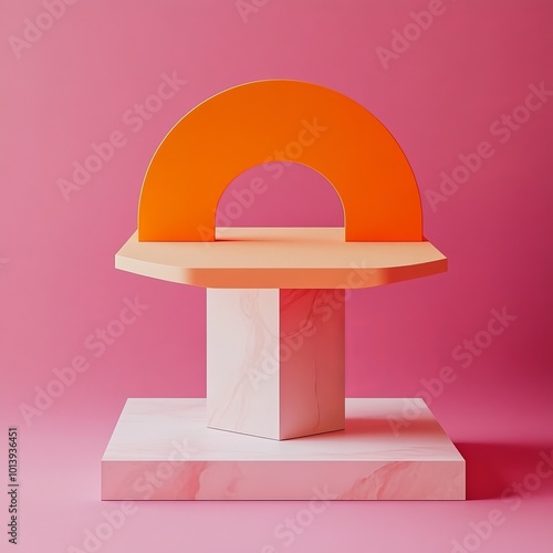 Abstract background with geometric podium. 3d render illustration. Modern minimal design. photo