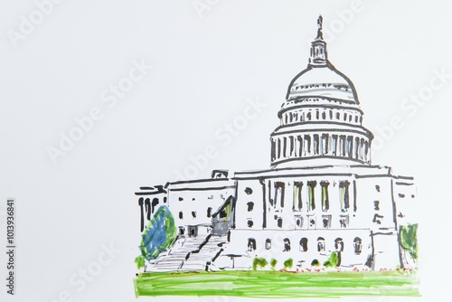Capitol, Washington, USA, North America, drawing by Gerhard Kraus, Kriftel, Germany, Europe