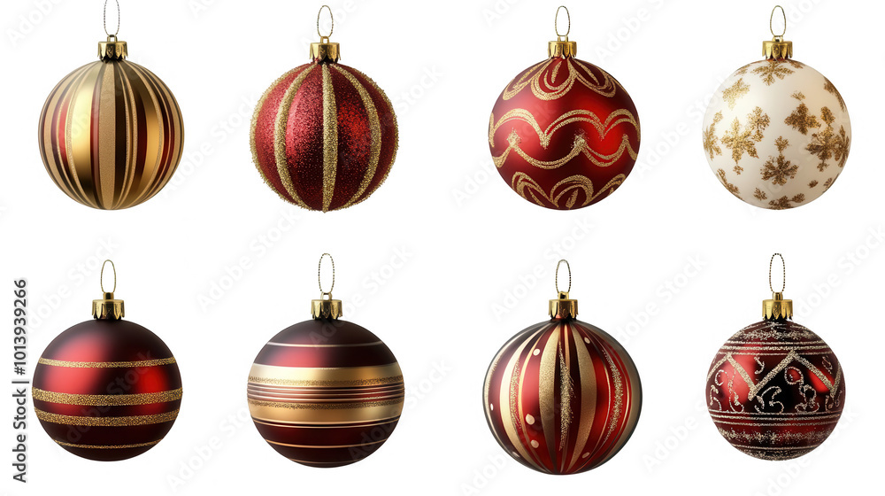 Stunning Christmas Ornament Set for Festive Decor, Isolated on White, PNG File, Transparent Background Stunning Christmas Ornament Set for Festive Decor, Isolated on White, PNG File, Transparent Background