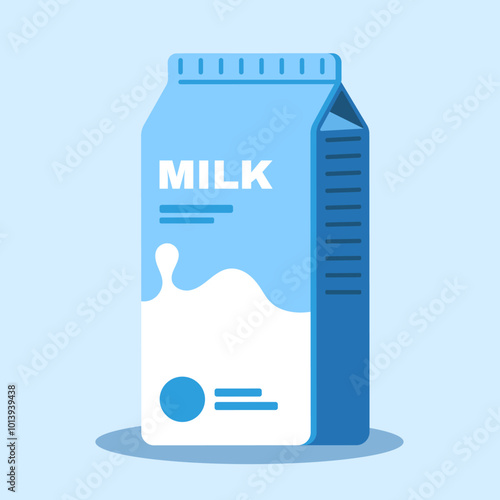 Milk carton vector illustration. Vector illustration of a flat milk carton. Ideal for food packaging, dairy product labels, and grocery-related designs.