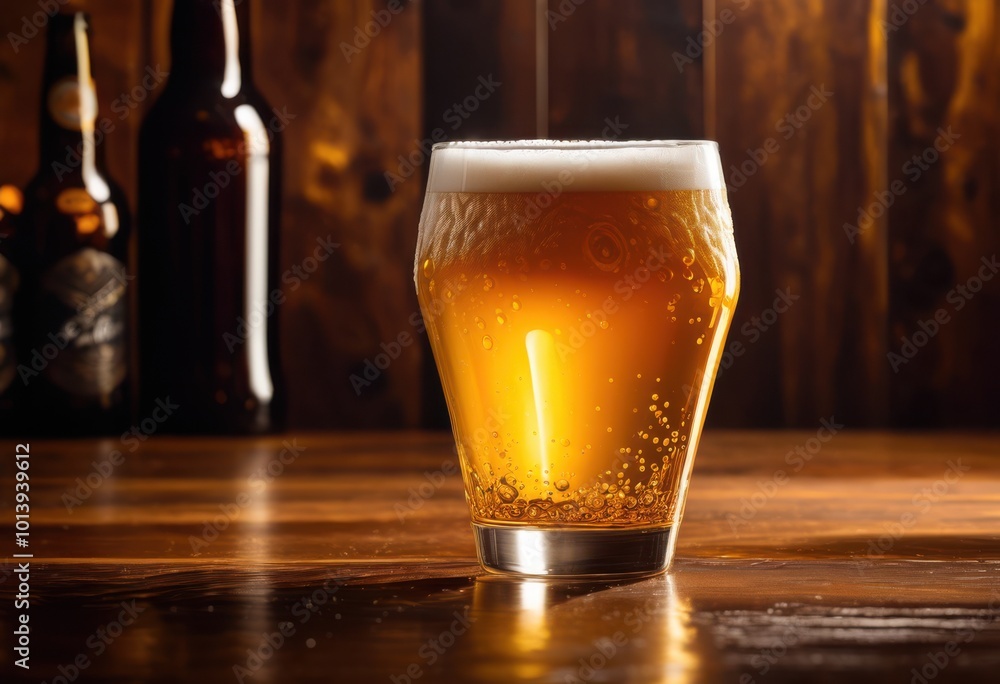 sleek beer glass surrounded vibrant wood showcasing texture contrast stunning visual appeal, color, design, shadow, light, reflection, craftsmanship sleek beer glass surrounded vibrant wood showcasing texture contrast stunning visual appeal, color, design, shadow, light, reflection, craftsmanship