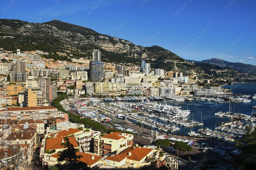 Naklejka premium The city and the marina, Monte Carlo, Monaco, Europe