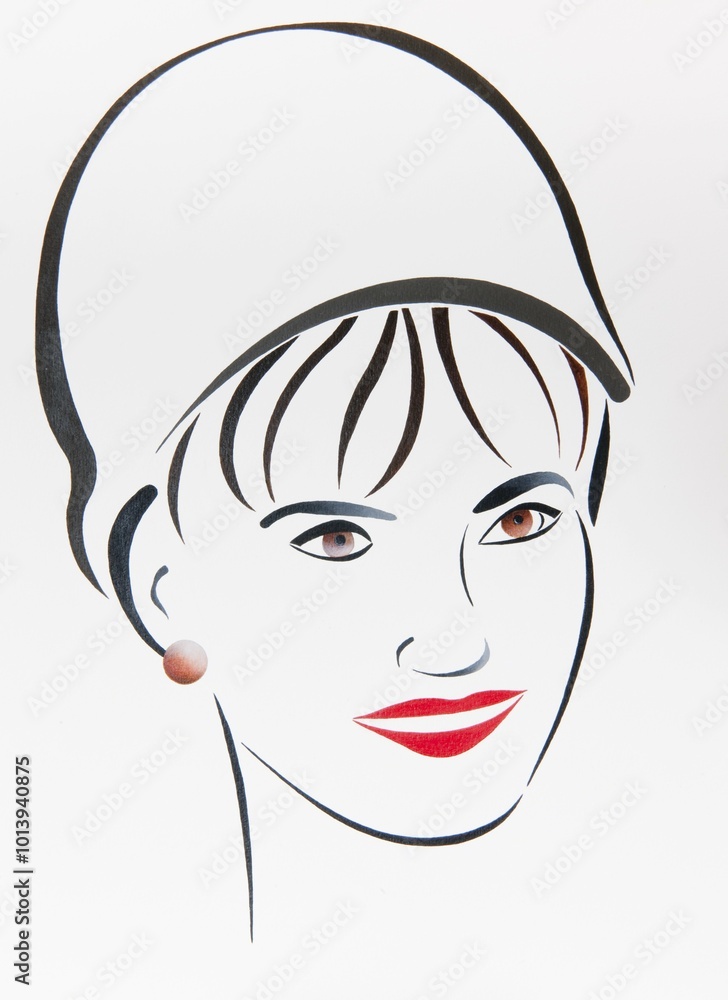 Face, portrait of a woman, drawing by Gerhard Kraus, Kriftel, Germany, Europe Face, portrait of a woman, drawing by Gerhard Kraus, Kriftel, Germany, Europe