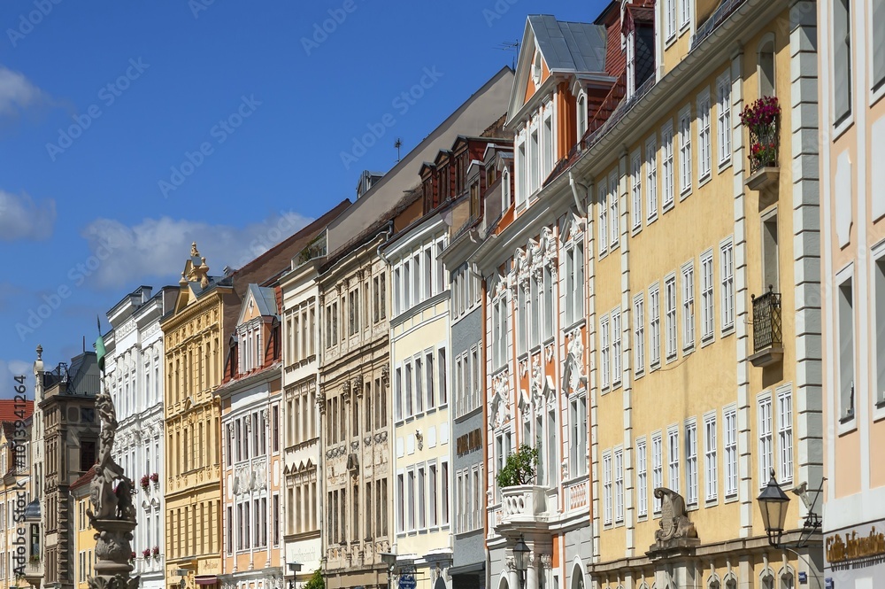 Row of houses, Upper Market, historic centre, Görlitz, Upper Lusatia, Saxony, Germany, Europe Row of houses, Upper Market, historic centre, Görlitz, Upper Lusatia, Saxony, Germany, Europe