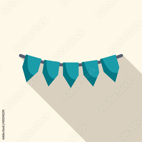 Blue flags hanging on rope making festive garland decoration