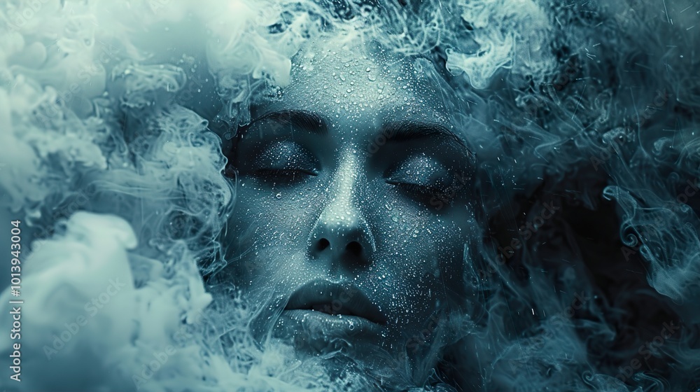Water Drops on a Woman's Face - Mystical Portrait Photography Water Drops on a Woman's Face - Mystical Portrait Photography