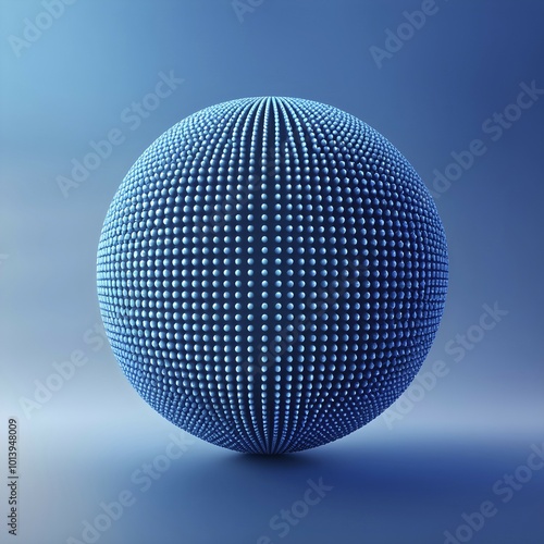 3D rendering of an abstract digital sphere composed of dots with a gradient background, AI generated