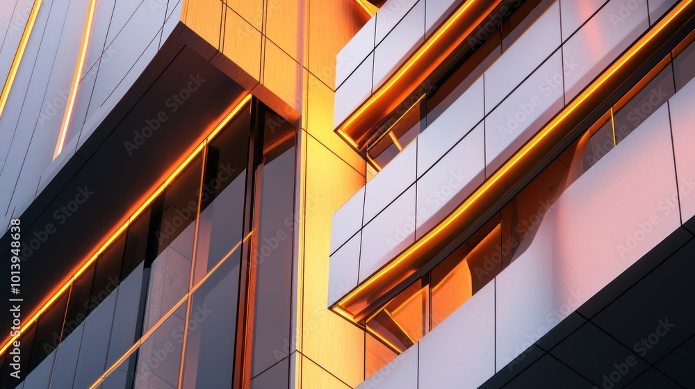 Fototapeta premium A close-up of a modern building's structural detail, featuring a facade that uses thermo-reactive materials to adapt to temperature changes