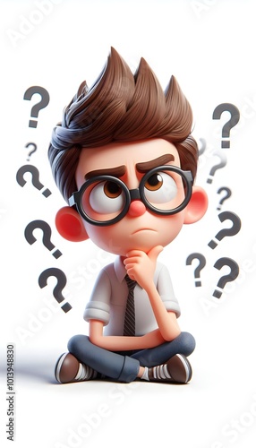 Cartoon Character Expressions – Set of Cute 3D Animated Boy and Girl Emotions with Glasses