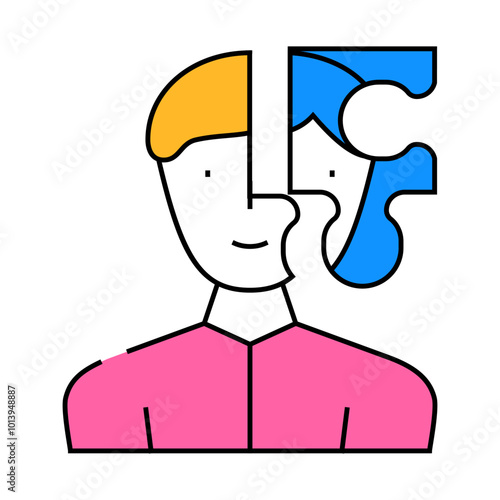 client puzzle kyc line icon vector. client puzzle kyc sign. isolated symbol illustration