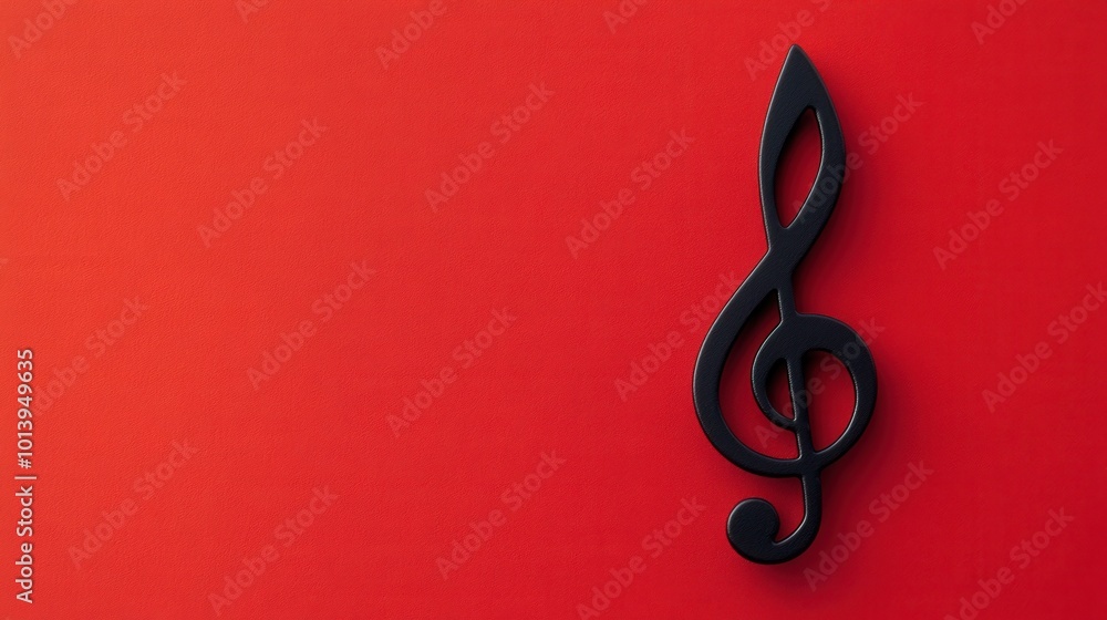 single black musical note standing out against a bright red background. single black musical note standing out against a bright red background.