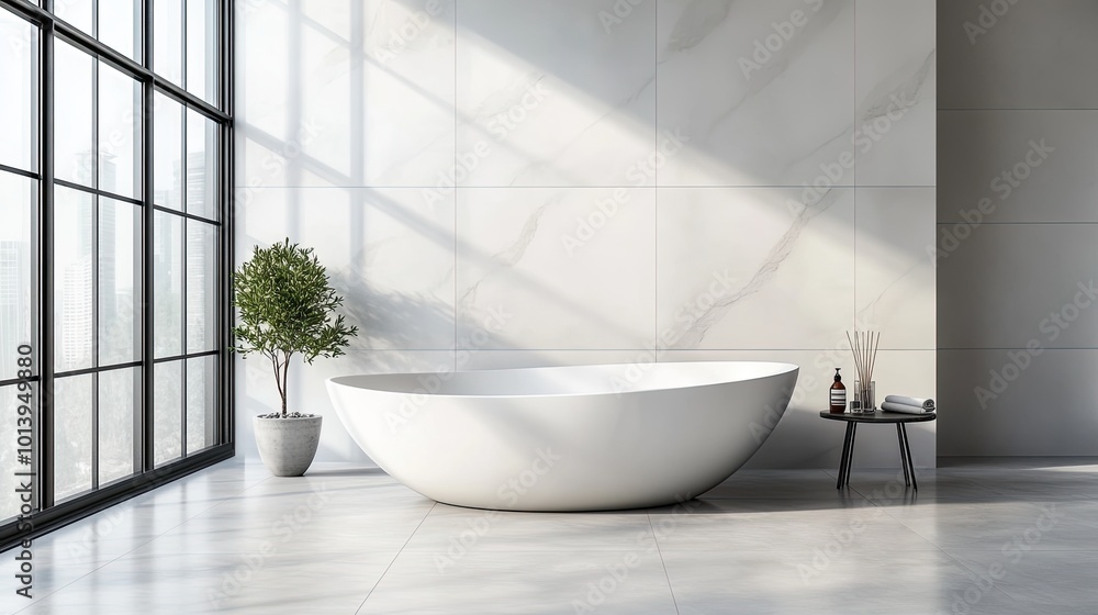 Modern Minimalist Bathroom with Freestanding Tub Modern Minimalist Bathroom with Freestanding Tub