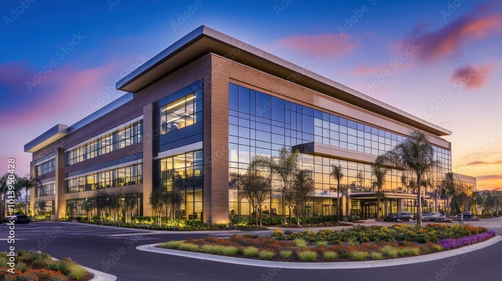 Modern Office Building at Sunset Modern Office Building at Sunset