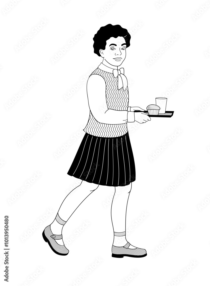 African American elementary school girl with food tray African American elementary school girl with food tray