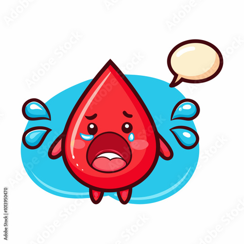 Blood drop cartoon illustration with crying gesture, cute style (8)