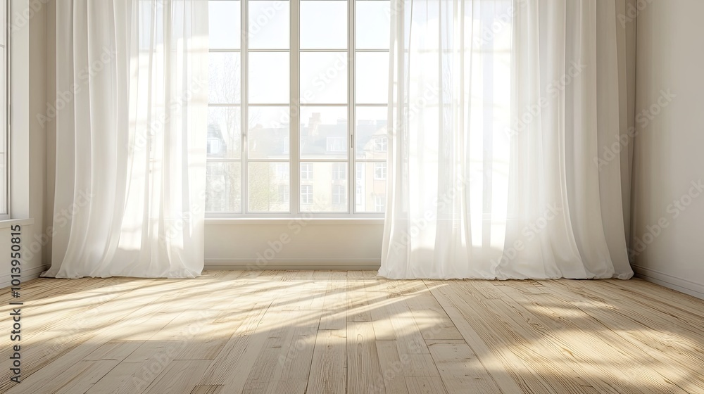Bright Room with Sunlight and Sheer Curtains Bright Room with Sunlight and Sheer Curtains