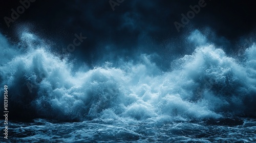 Powerful Ocean Waves Crashing Under Dramatic Sky