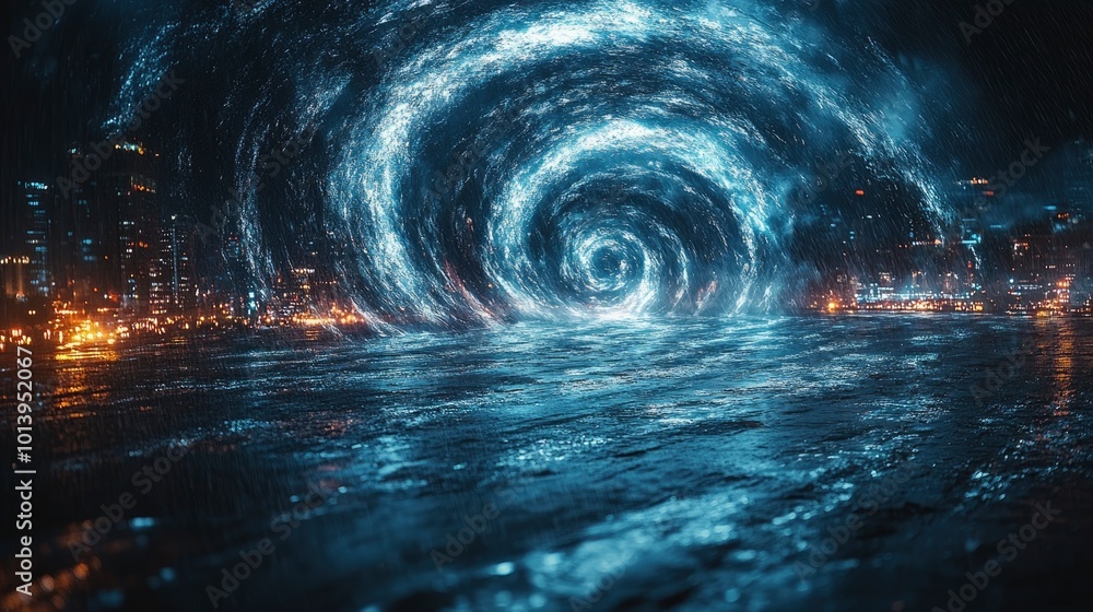 Cityscape Swallowed by a Vortex of Light Cityscape Swallowed by a Vortex of Light