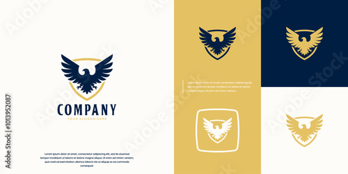 Eagle wings, symbol of freedom, security, protection, vector graphic template.