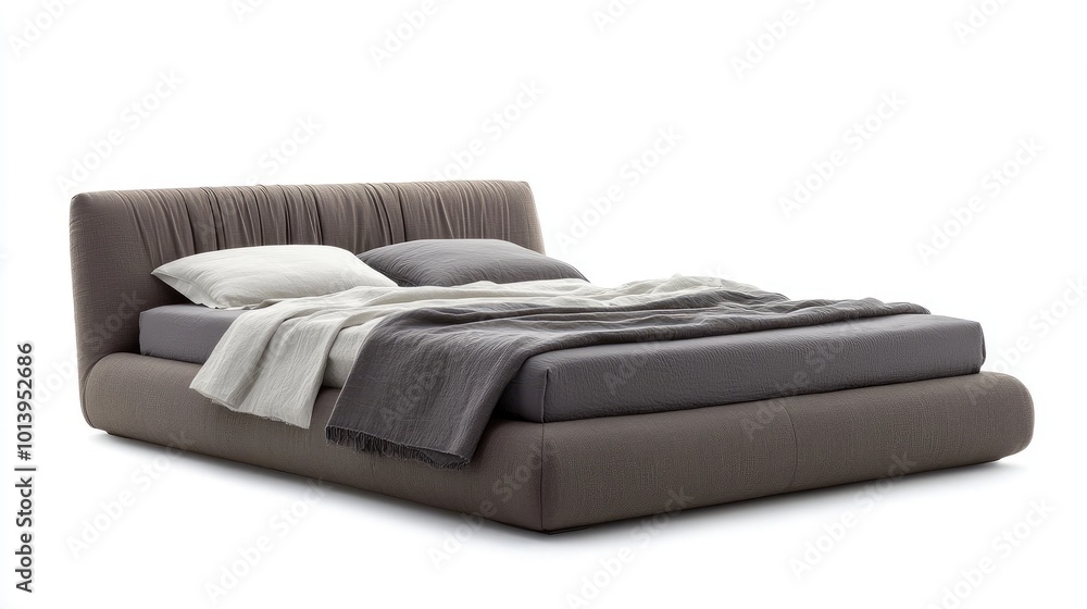 Modern Minimalist Bed with Soft Bedding and Textures Modern Minimalist Bed with Soft Bedding and Textures