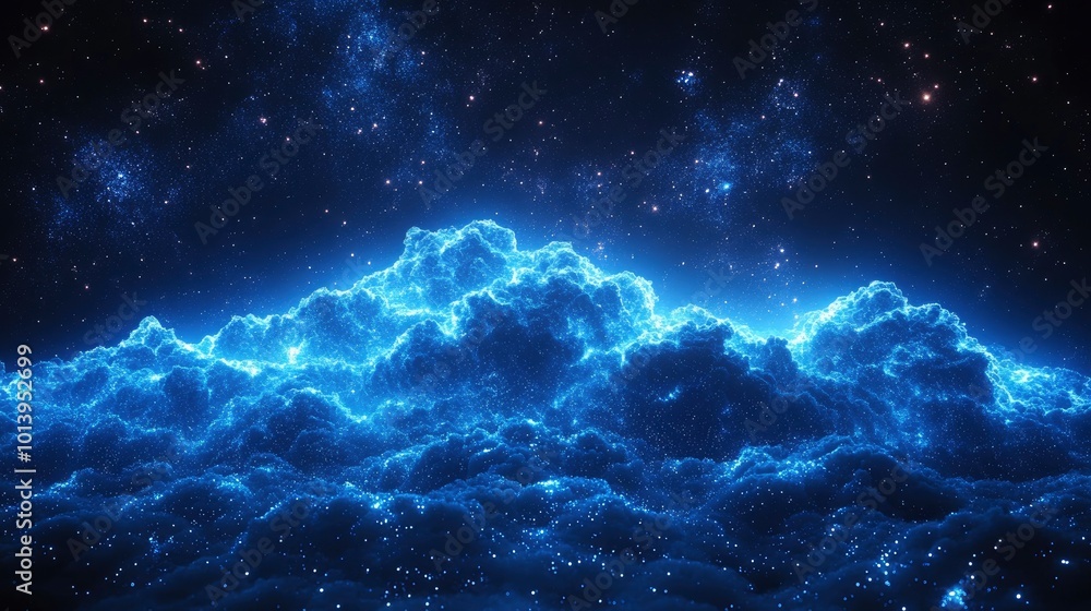 Glowing Clouds in a Starry Night Sky Glowing Clouds in a Starry Night Sky
