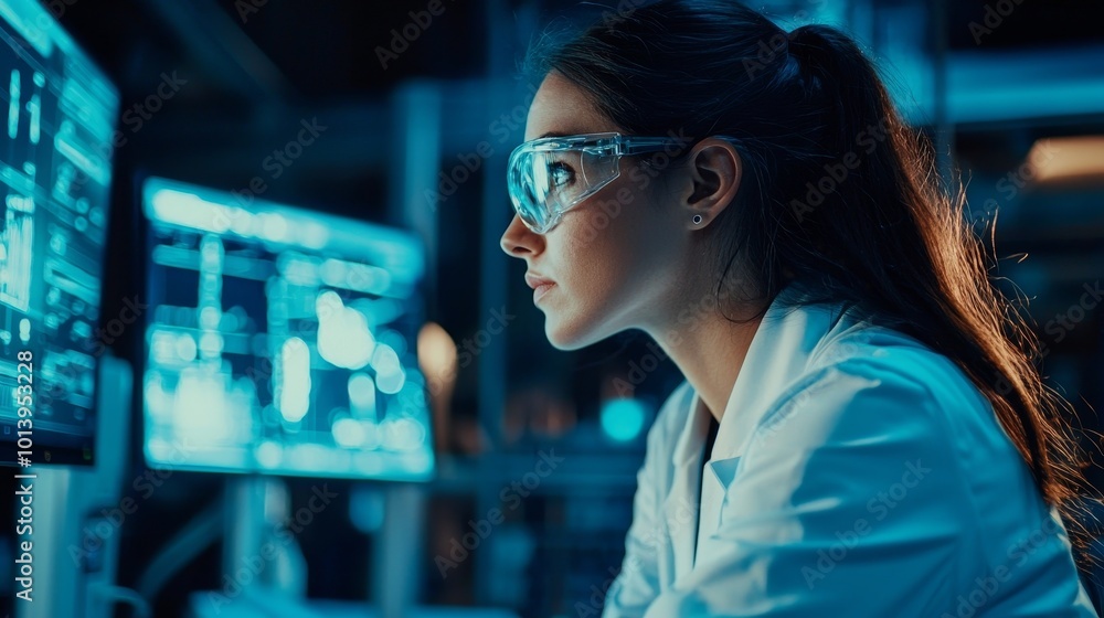 In the Heart of Innovation: A Scientist's Concentration Amidst High-Tech Research and Cutting-Edge Discoveries in the Laboratory Environment