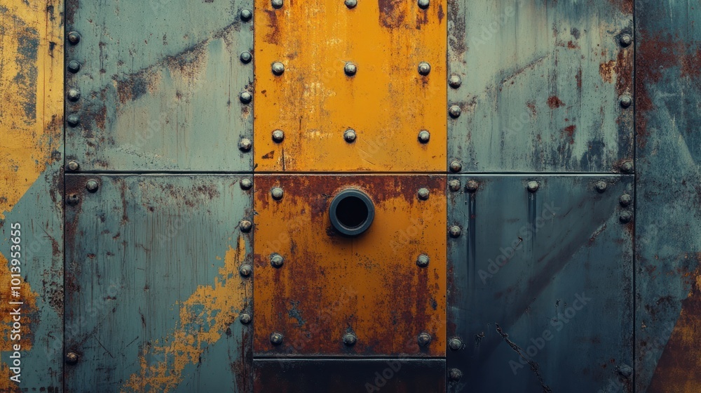 Rusty Metal Panels with Rivets Rusty Metal Panels with Rivets