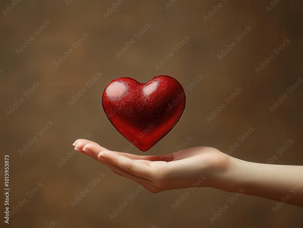 a hand tenderly offering a bright red heart symbolizing charity and compassion against a simple background that emphasizes the act of giving a hand tenderly offering a bright red heart symbolizing charity and compassion against a simple background that emphasizes the act of giving