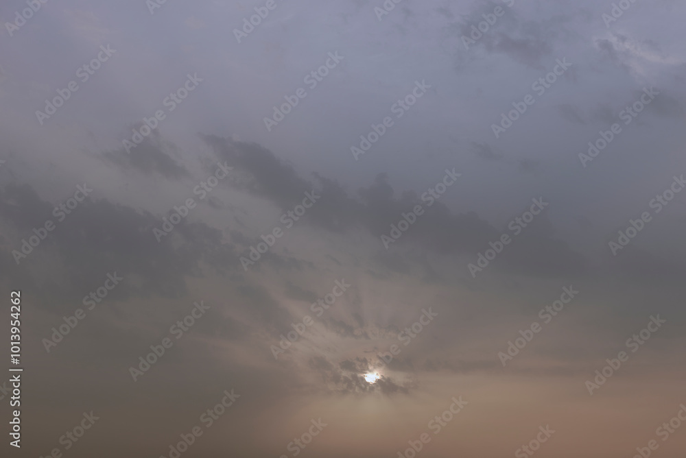 A sky, with diffused sun, clouds, colourful, A sky, with diffused sun, clouds, colourful,