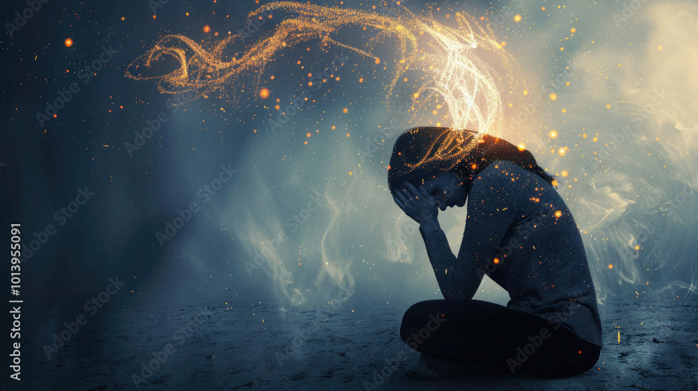 Naklejka premium A discussion on how prolonged stress can lead to sadness and the importance of taking breaks to avoid burnout.