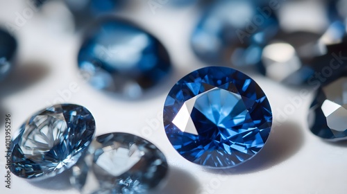 A stunning close-up view of a large, beautiful blue sapphire, highlighting its brilliant facets and deep, rich color