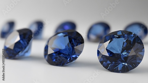 A stunning close-up view of a large, beautiful blue sapphire, highlighting its brilliant facets and deep, rich color photo