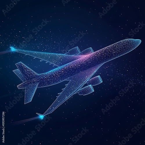 Abstract Digital Flight Plane with Gradient Shading and Sharp Lines photo