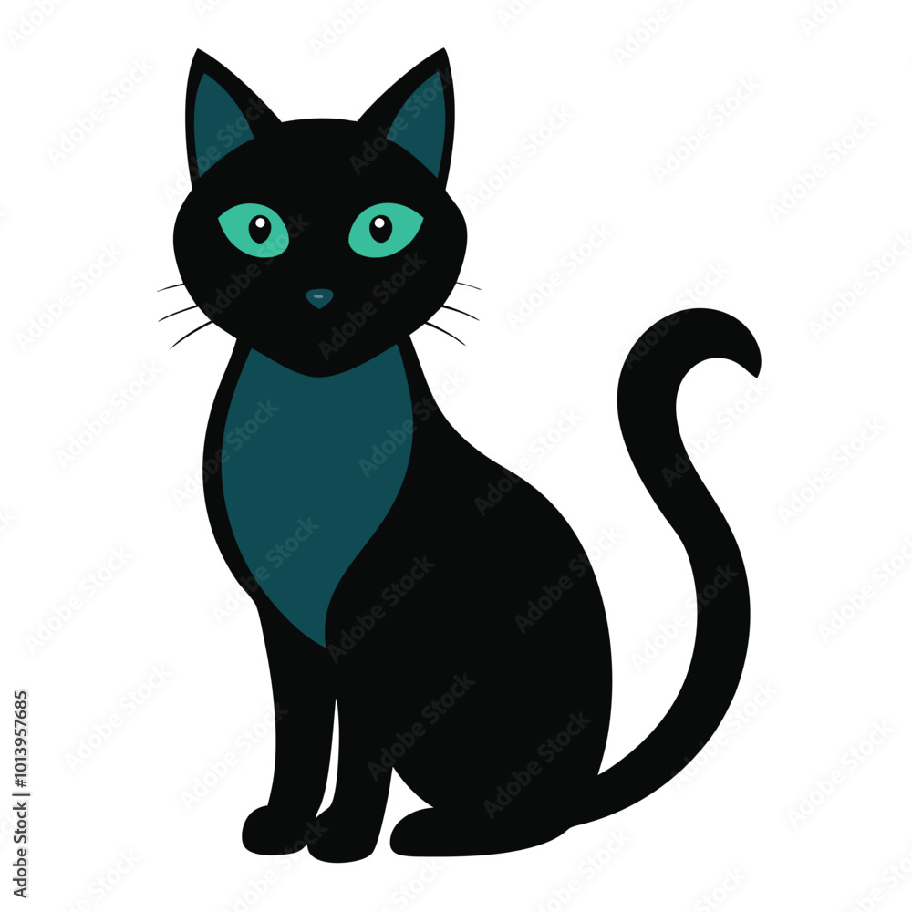 Fototapeta premium modern black cat silhouette on white background