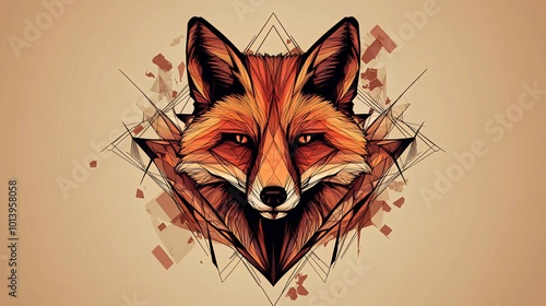 Geometric illustration of a fox's head with geometric shapes.