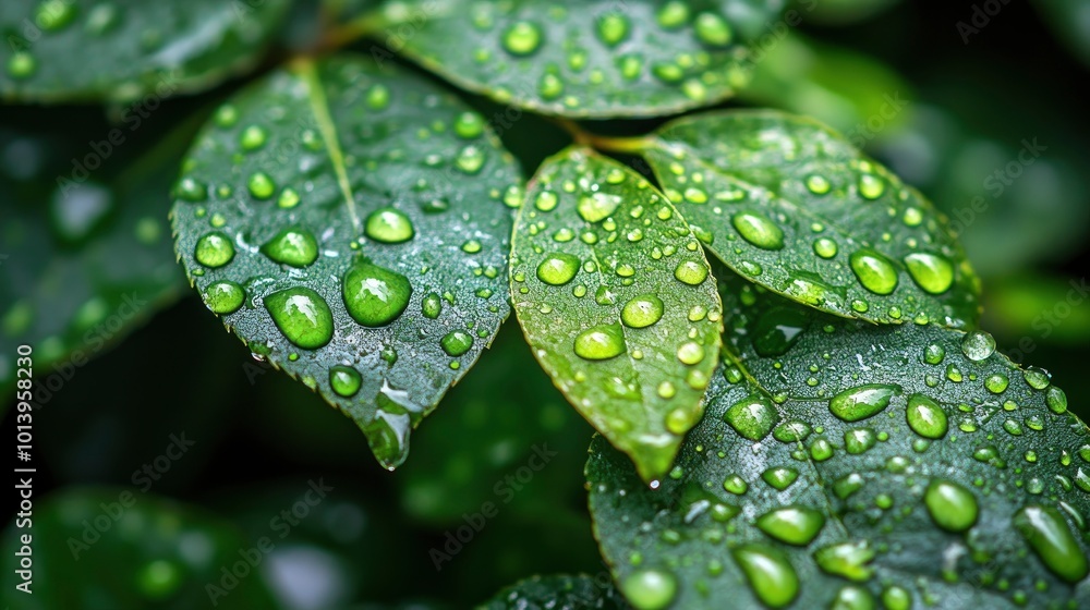 Dew Drops on Green Leaves Dew Drops on Green Leaves